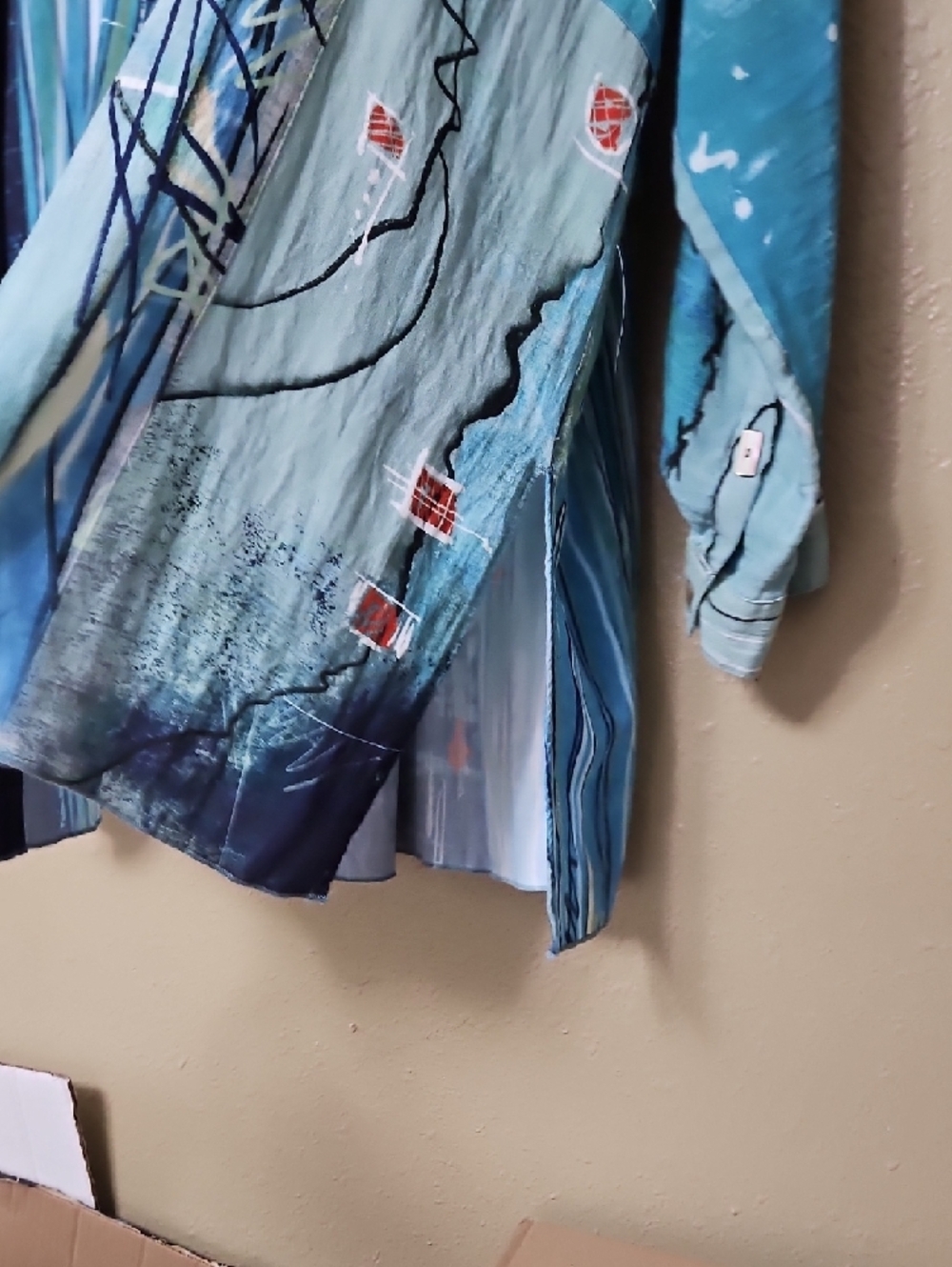 John Mark 2X Abstract Blue Button-Up Art Print Shirt Tunic Artsy - Picture 15 of 16